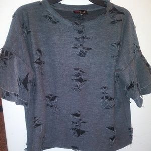 Ladies Grey Short Sleeve Shirt